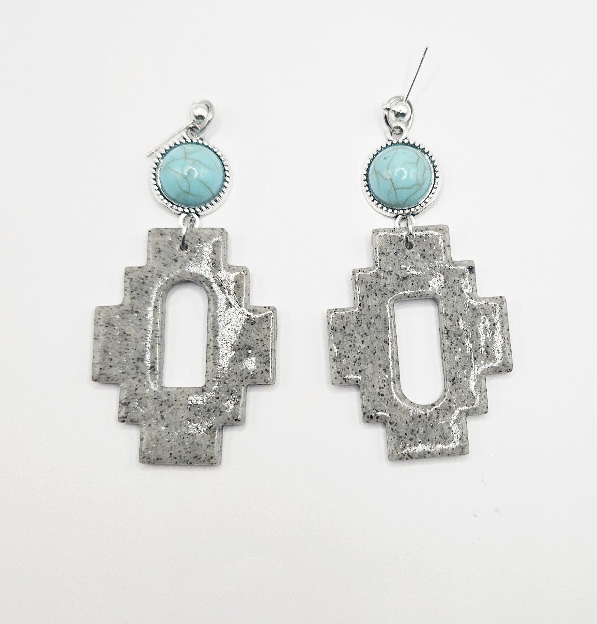 Native inpsired earrings - Grey and Gem